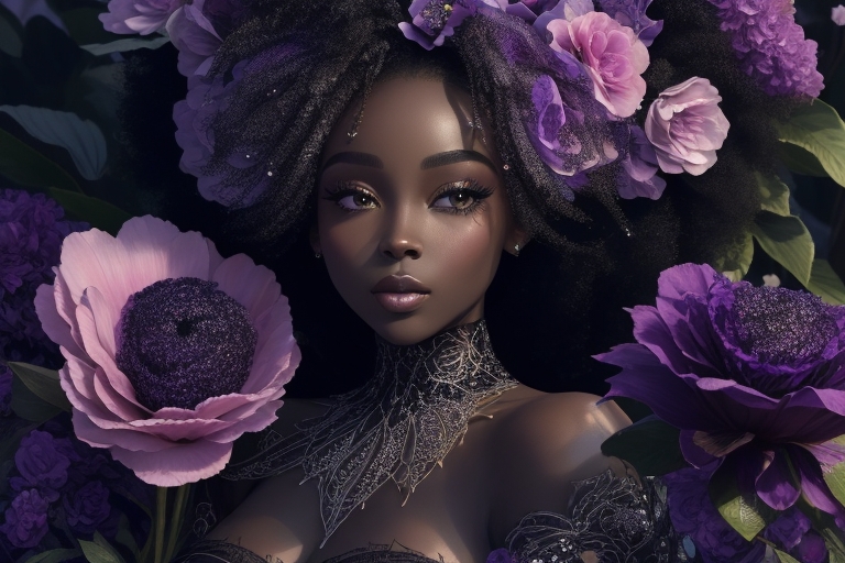Princess with purple flowers