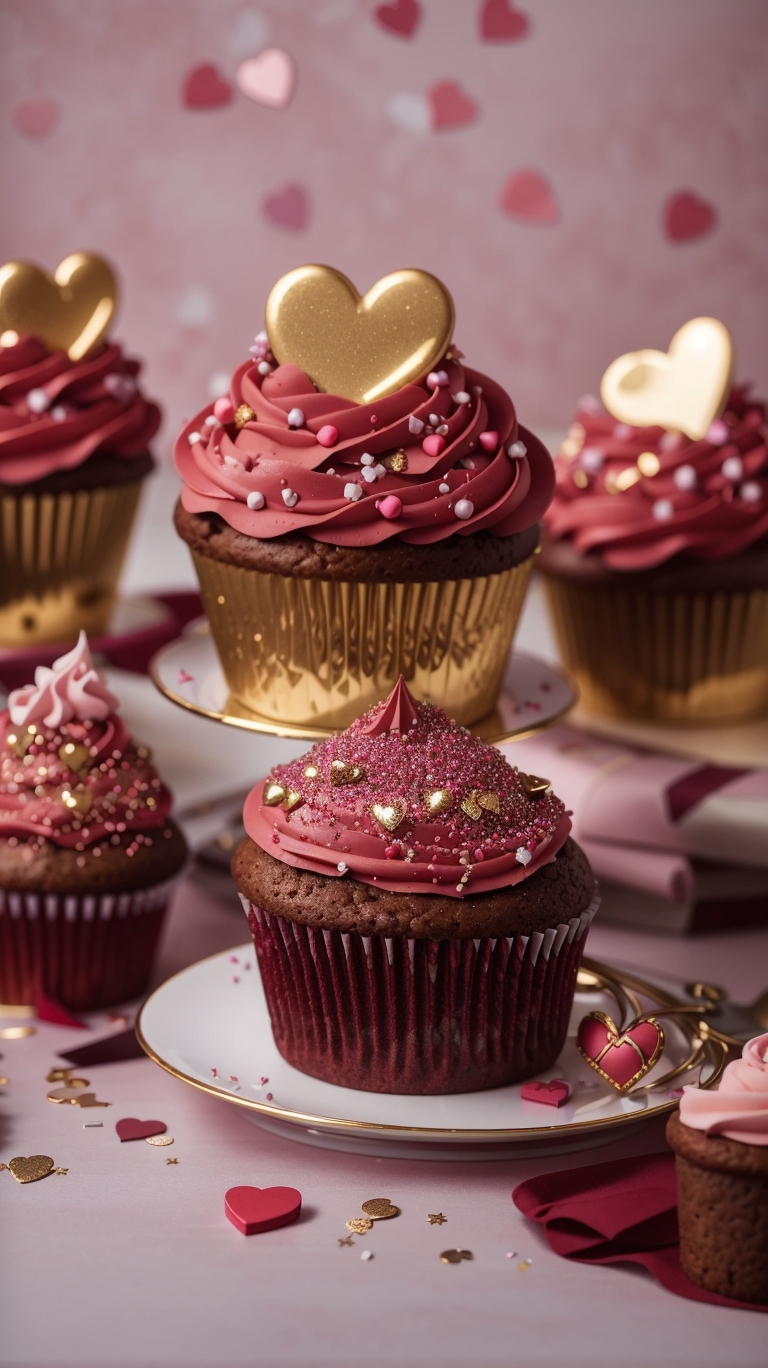 Cupcakes with Burgundy Frosting