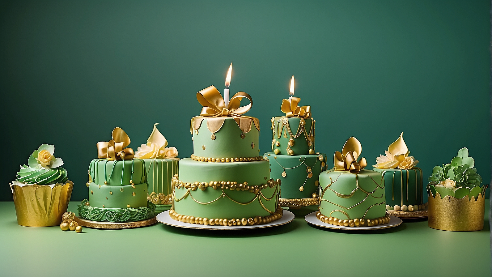 Happy Birthday Green cakes